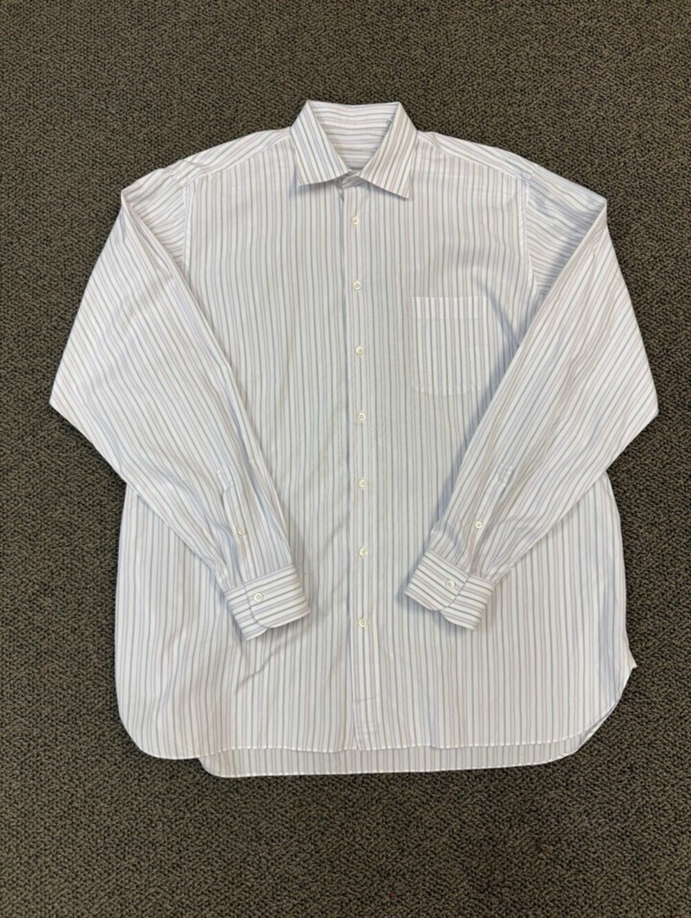 Ermenegildo Zegna Dress Shirt White Blue Stripe XXL